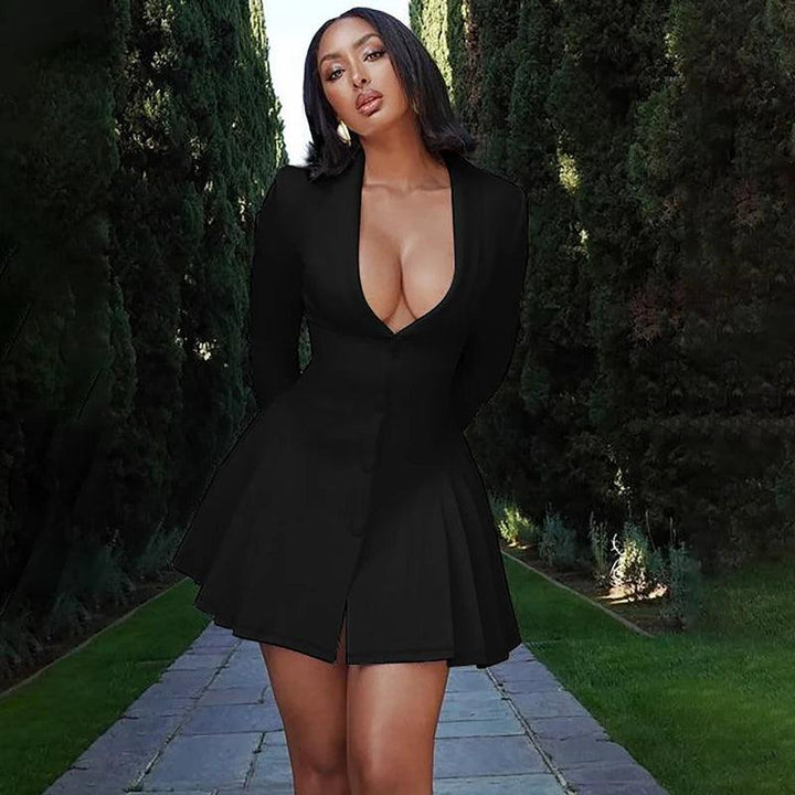 Ruby Single-breasted Pleated Mini Dress