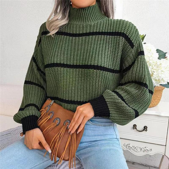 Barbara Striped Roll Neck Sweater