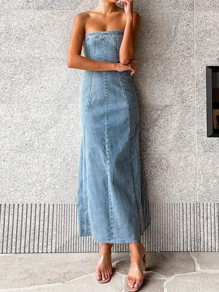 Margot Side Slit Denim Bodycon Dress