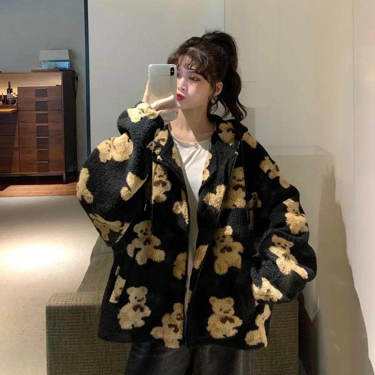 Jane Teddy Bear Zip Hoodie