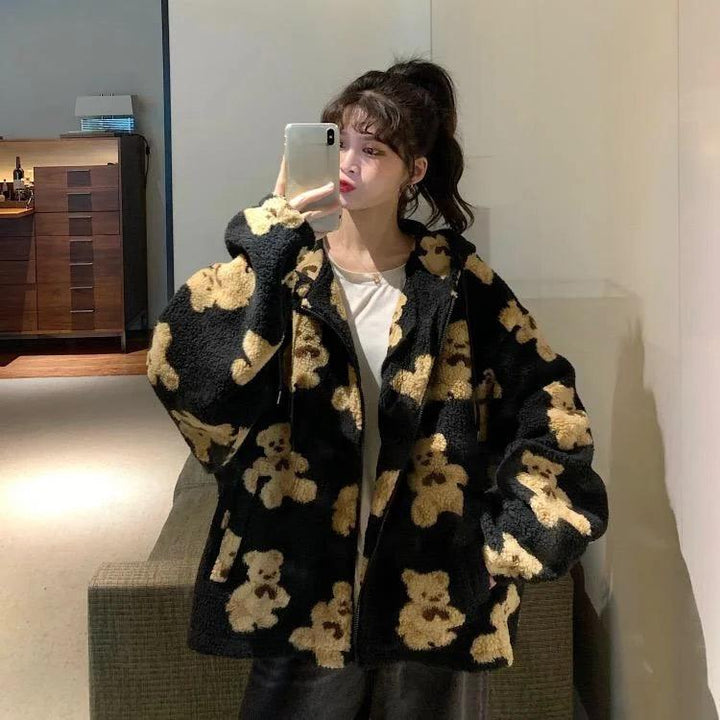 Jane Teddy Bear Zip Hoodie