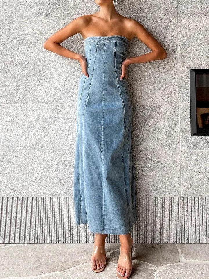Margot Side Slit Denim Bodycon Dress