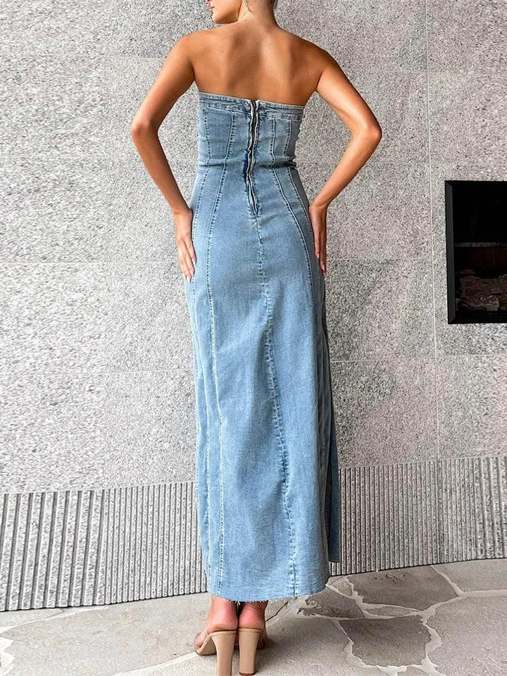Margot Side Slit Denim Bodycon Dress