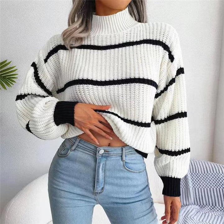 Barbara Striped Roll Neck Sweater