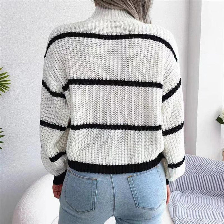 Barbara Striped Roll Neck Sweater
