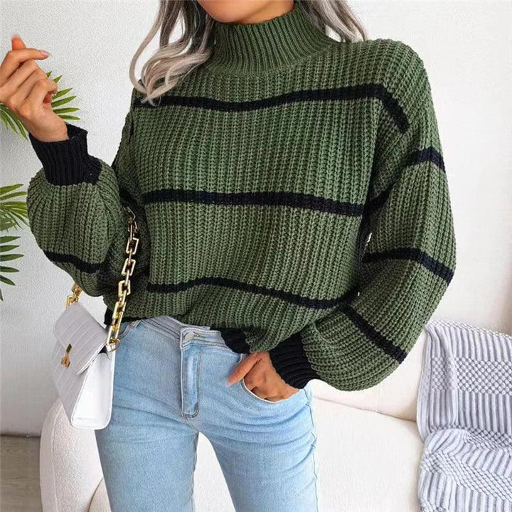 Barbara Striped Roll Neck Sweater