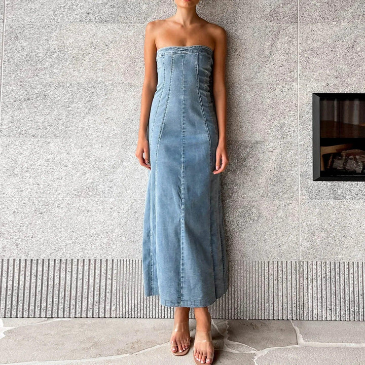 Margot Side Slit Denim Bodycon Dress