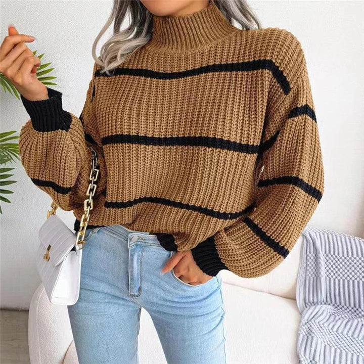 Barbara Striped Roll Neck Sweater
