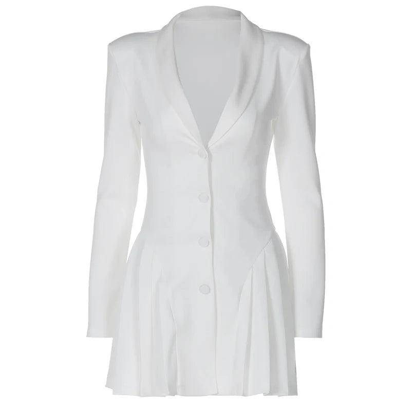 Ruby Single-breasted Pleated Mini Dress