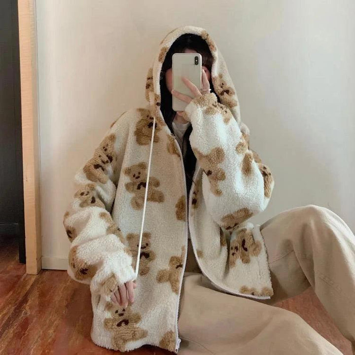 Jane Teddy Bear Zip Hoodie