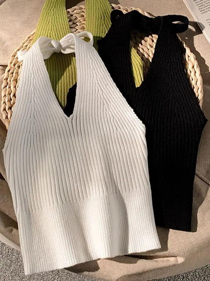 Celine Knitted Halter Neck Top